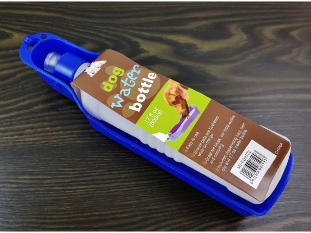 Transportabel vandflaske med hundeskål – 500 ml