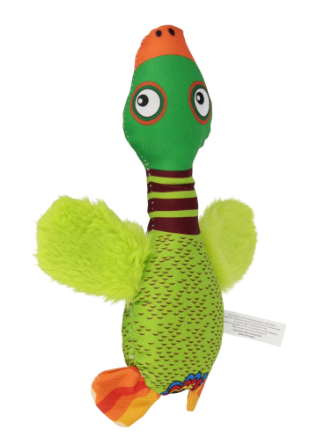 Hundelegetøj formet som en and med pivelyd. måler 22cm.