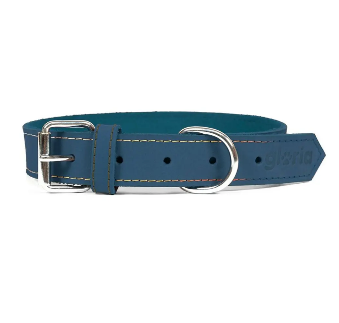 Blåt hundehalsbånd fra Gloria. findes i 3 str.