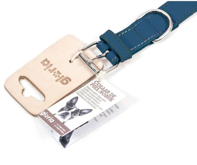 Blåt hundehalsbånd fra Gloria. findes i 3 str.