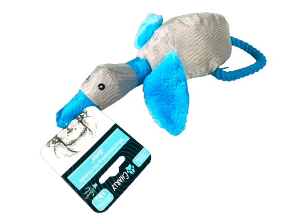 Hundelegetøj. Bamse formet som and. Måler 34cm.