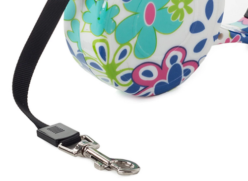 Flexline til hund med blomster motiv.