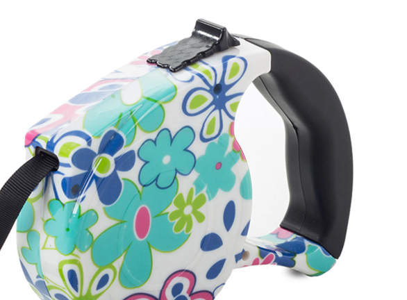 Flexline til hund med blomster motiv.