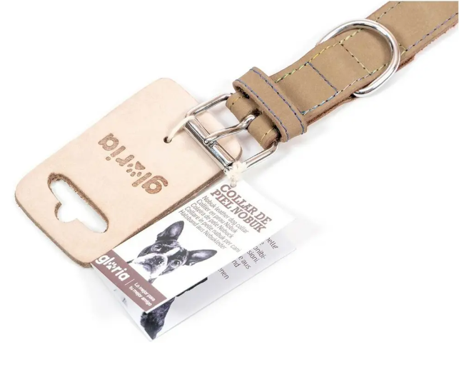 Beige hundehalsbånd fra Gloria. 3 forskellige str. Populær nu.