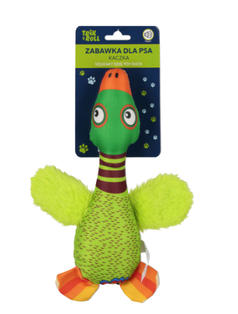 Hundelegetøj formet som en and med pivelyd. måler 22cm.