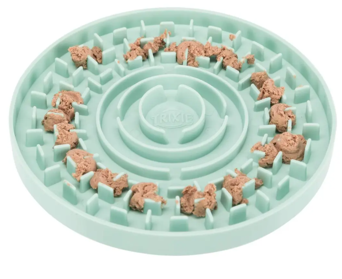 Slowfeeder foderskål til både fast og cremede kost. Sænker hundens spisetempo. Kan fryses.