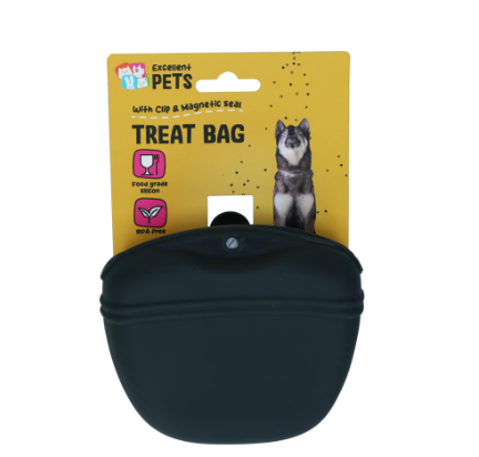 Godbidtaske i ren silikone m. magnetisk lukning. Nem rengøring. Clips til fastgørelse i bælte.