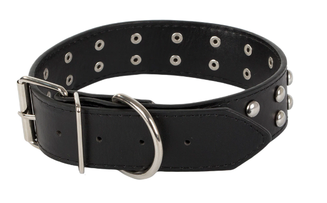 Hundehalsbånd med nitter i øko-læder. Justerbart.