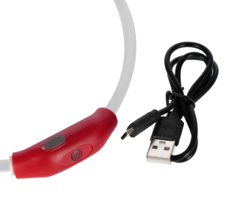 LED halsbånd til hund - USB opladeligt. Øger sikkerheden i mørket.