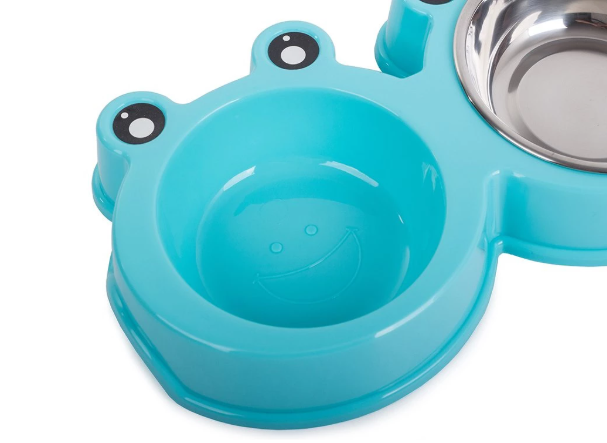 Dobbelt hundeskål i rustfrit stål, tåler opvaskemaskine.