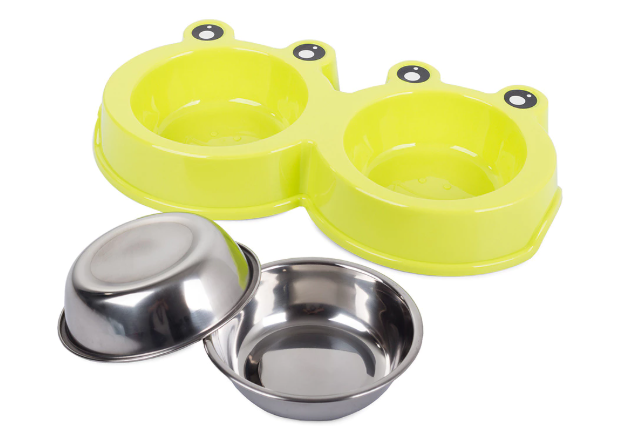 Dobbelt hundeskål, med udtagelige skåle i rustfrit stål. Tåler opvaskemaskine.
