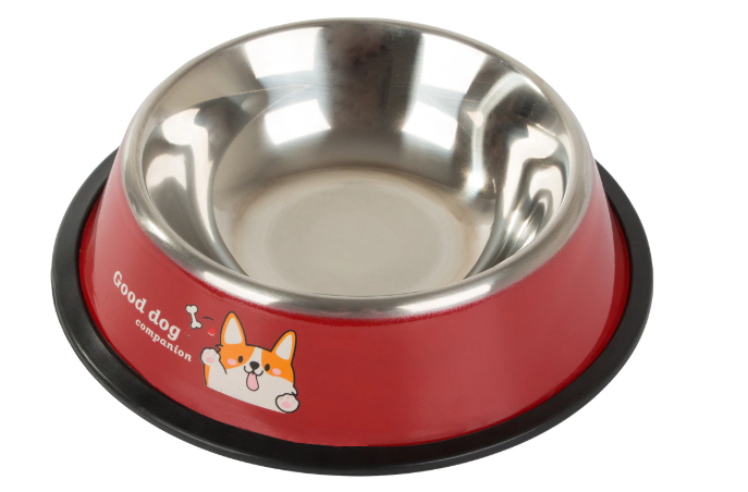 Hundeskål i metal - 1 liter med anti-slip.