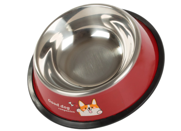 Hundeskål i metal - 1 liter med anti-slip.