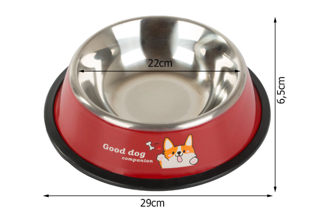 Hundeskål i metal - 1 liter med anti-slip.