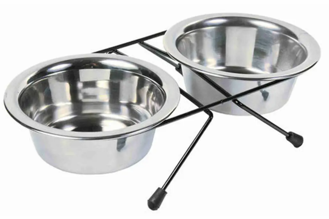 Madskål til hund med dobbelt skåle. 200ml eller 400ml.